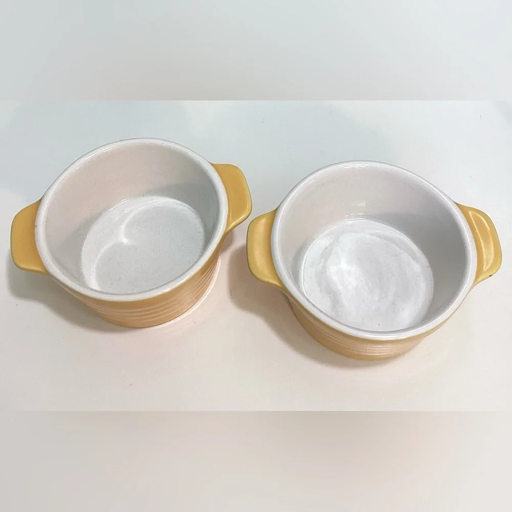 Sur La Table 2 “oven to table” stoneware mini pots No lid 4”W x 2”H